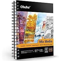 Amazon | Ohuhu スケッチブック 水彩画用紙 200gsm 254mm×193mm 62枚