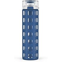 Ello Syndicate Glass Water Bottle with One-Touch Flip Lid, Grey