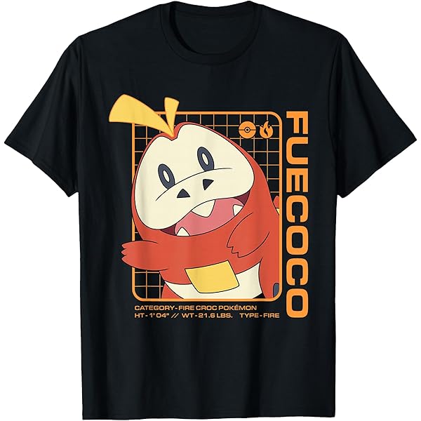 Amazon.com: HYBRID APPAREL - Pokémon Fuecoco Stats - Kids Short