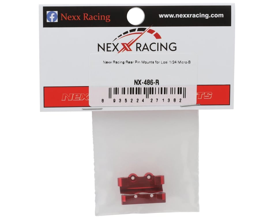NEXX Racing Losi® Micro-B Aluminum Rear Hinge Pin Mount Set (Red