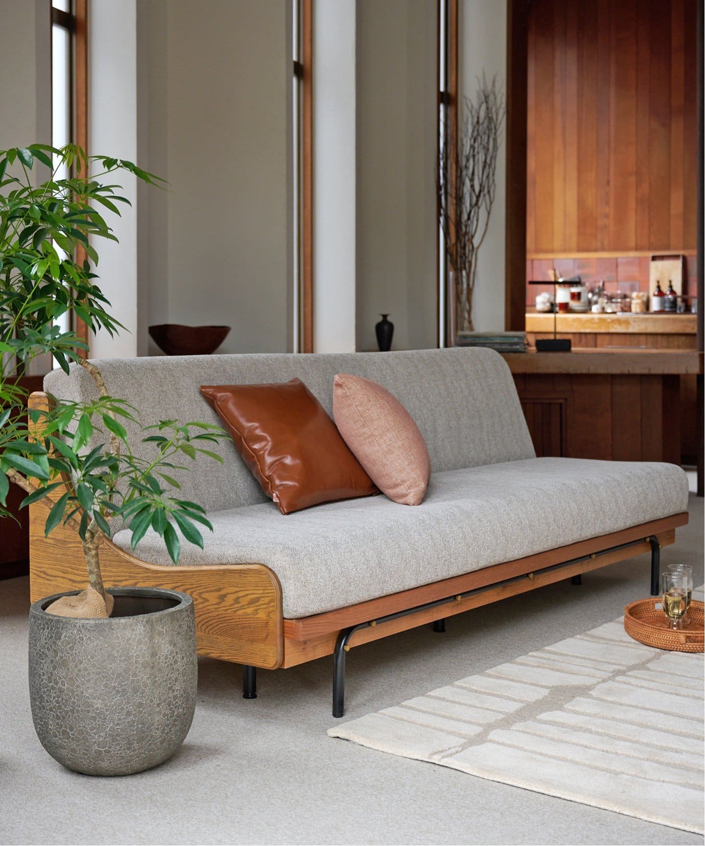 大型商品》HABITAT SOFA BED 200cm BEIGE ハビタソファ ベット（ソファ