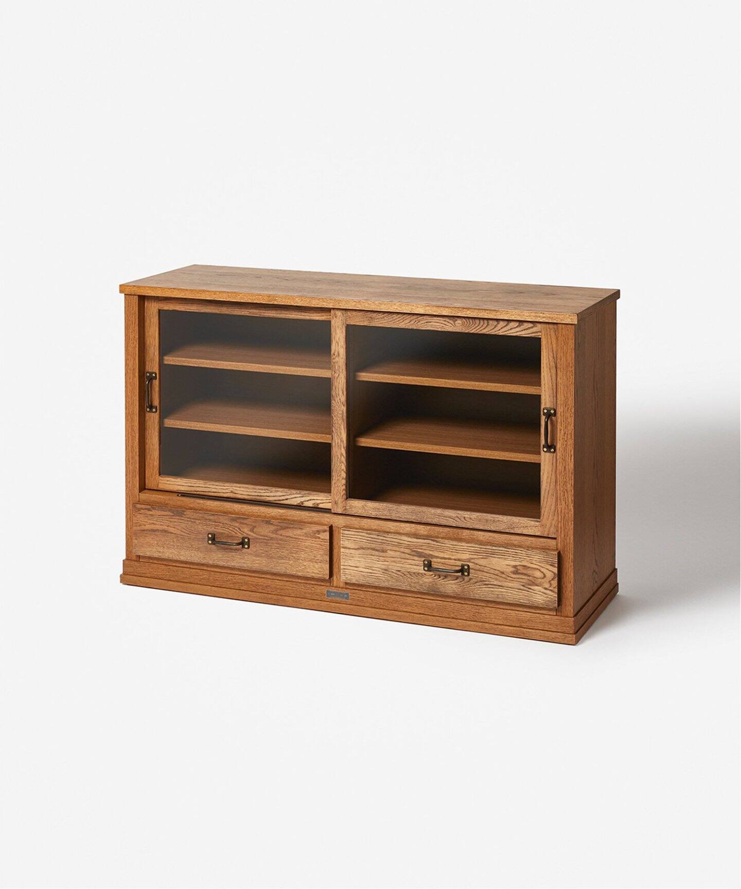 大型商品》Elverson エルバーソンガラスキャビネットL 引き出し付き