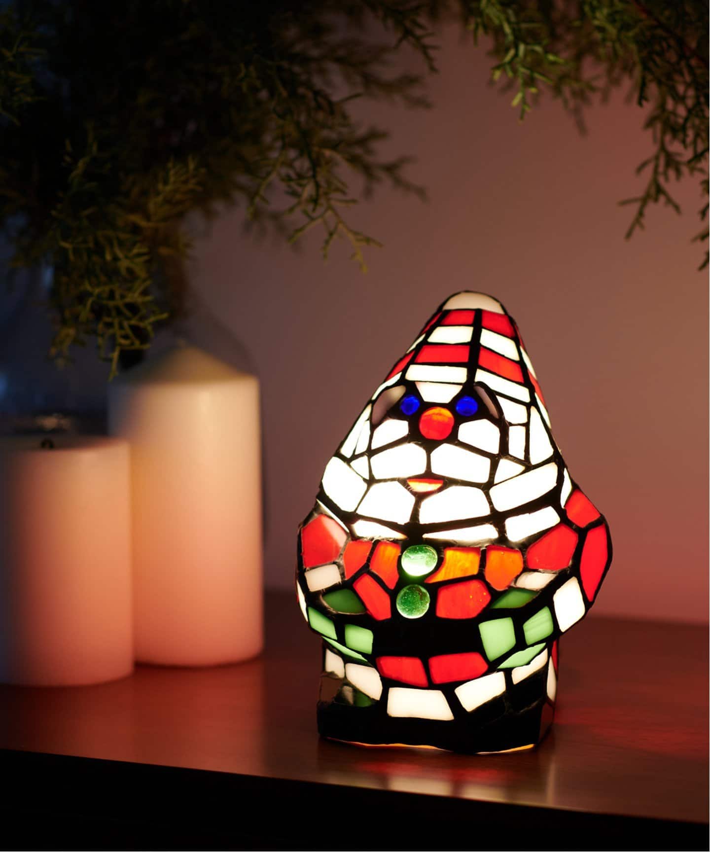 STAINED GLASS LAMP SANTA ステンドグラス ランプ サンタクロース