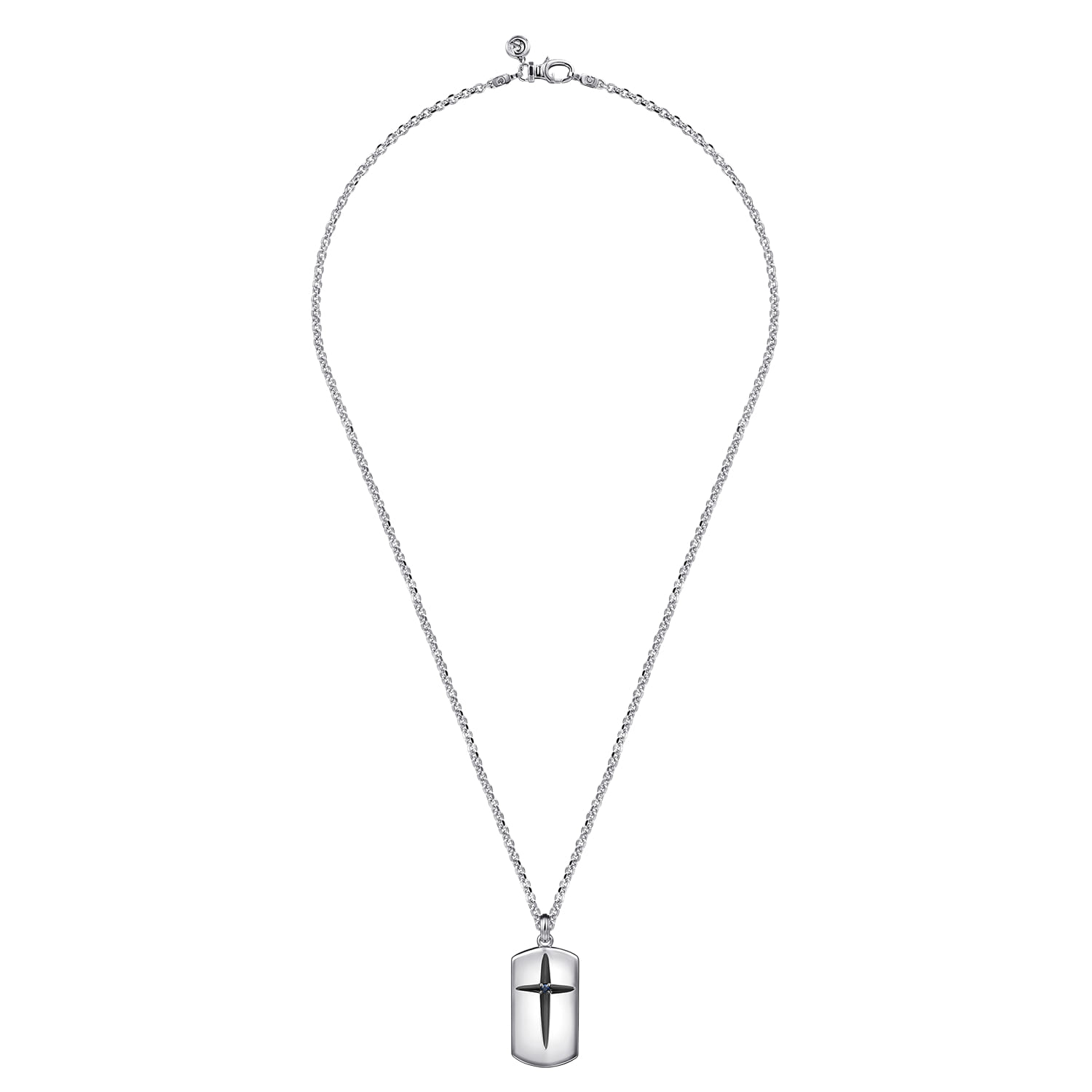 22 Inch 925 Sterling Silver Cross Dog Tag Pendant Necklace @ $650
