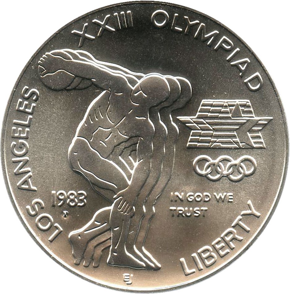 1983 P $1 Modern Commems Los Angeles Olympiad Discus Thrower Mint