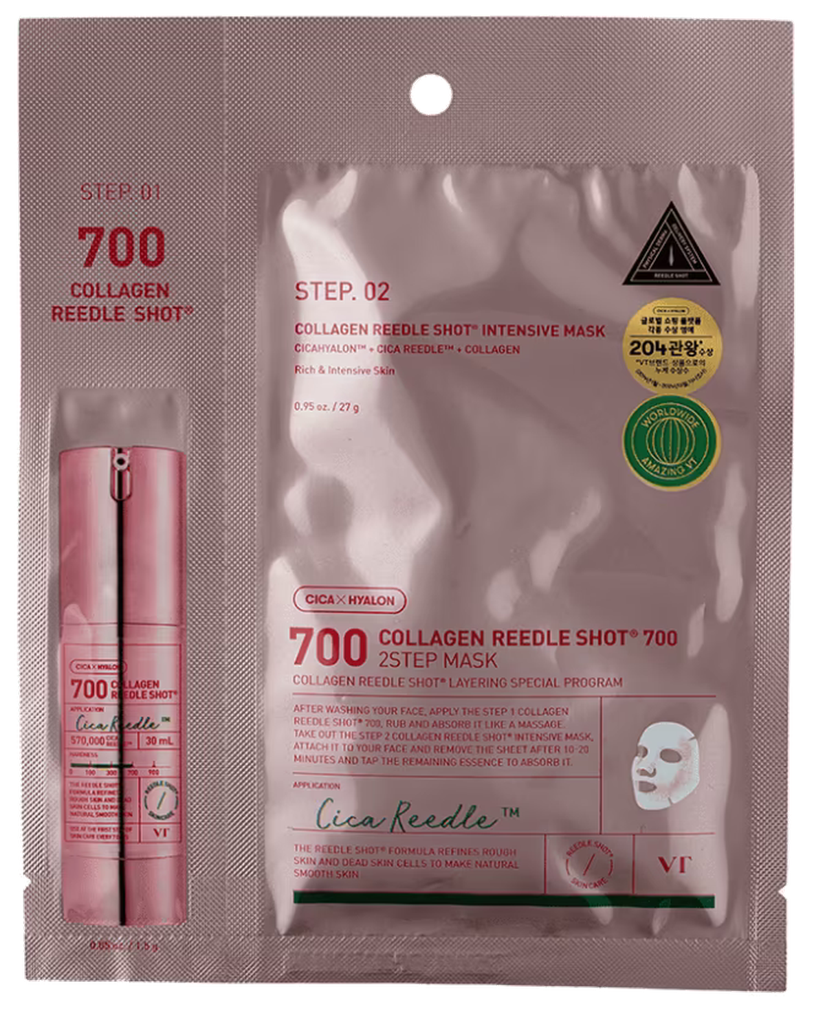 VT COSMETICS Collagen Reedle Shot 700 2-Step facial mask, 1 pcs