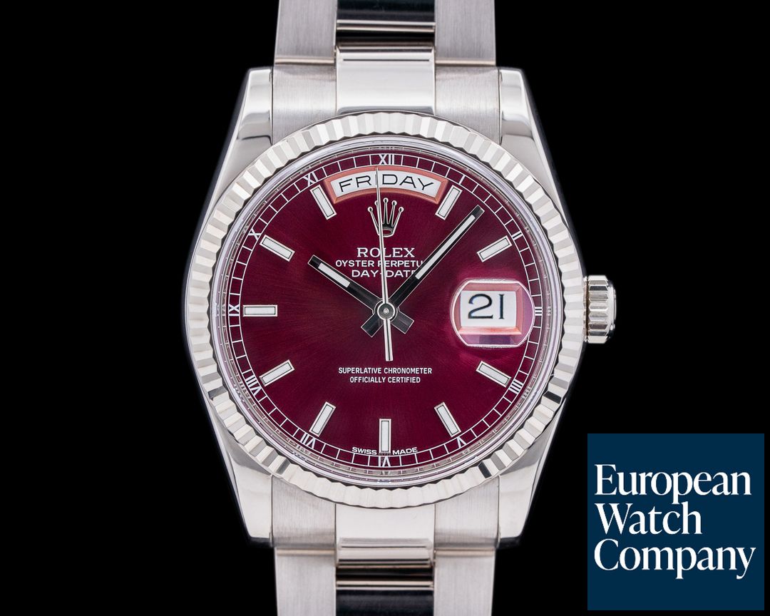 50513) Rolex Day Date President Cherry Dial 18K WG | European