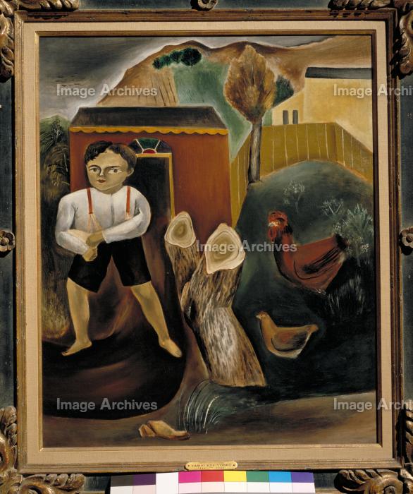 作品詳細 | 鶏に餌をやる少年 | イメージアーカイブ - DNPアート