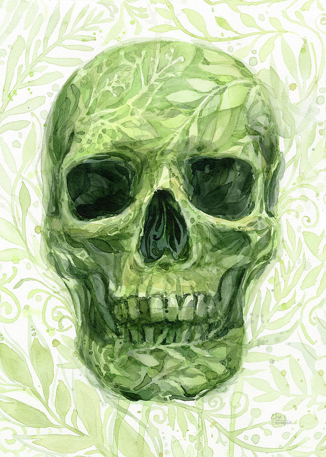 Leafy Skull Painting by Olga Shvartsur - Pixels