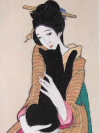 湘南ねこ美術館で「猫の版画展」－竹久夢二「黒船屋」など展示 - 湘南