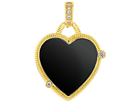 Judith Ripka Black Onyx With Cubic Zirconia 14k Gold Clad Romance