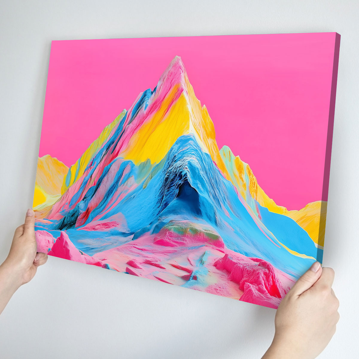 Neon Mountain Wall Art - Pop Art Peak Canvas Nature Print