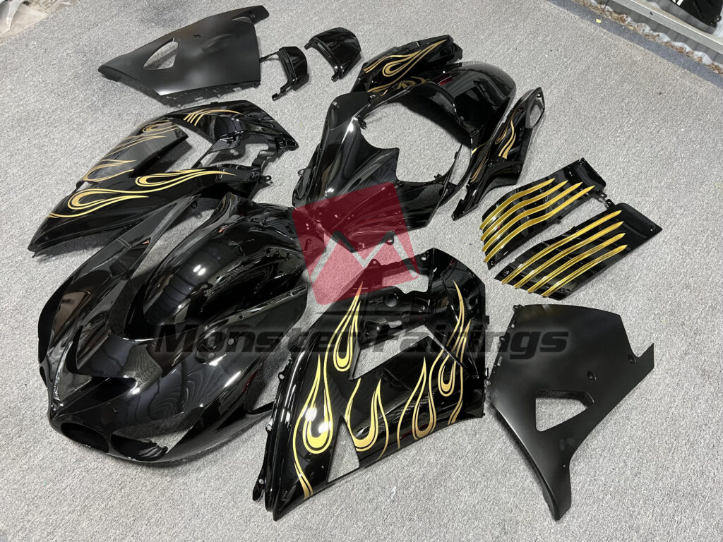 Kawasaki ZX14R 2006-2011 Black Gold ABS Fairings | Monster Fairings