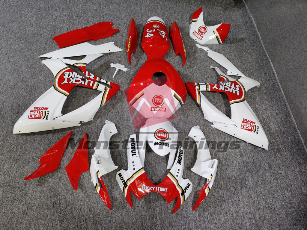 Suzuki GSXR 600-750 2006-2007 White & Red Lucky Strike ABS