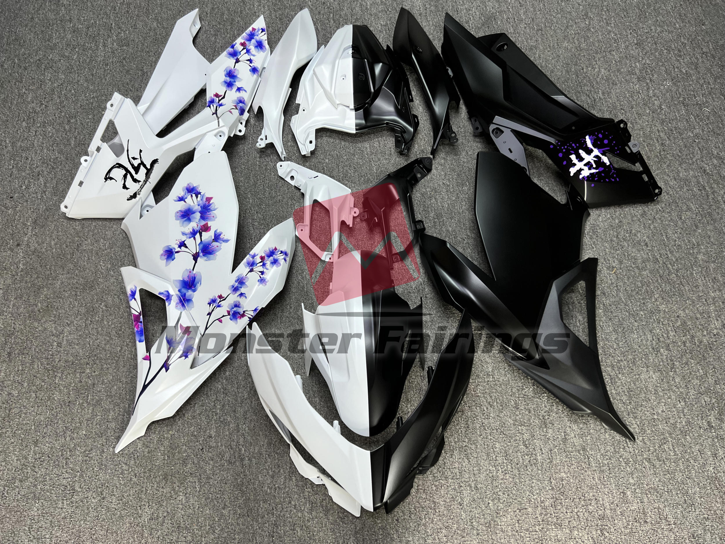 Kawasaki Ninja 400 2018-2024 Matte Black & White Purple Cherry