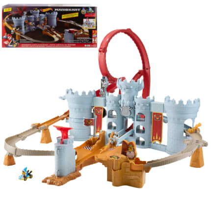 Hot Wheels Mario Kart Bowser's Castle Track Set With 1:64 Scale