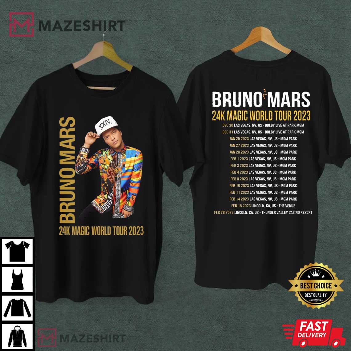 Bruno Mars World Tour 2023 Merch Dolby Live T-Shirt - Mazeshirt