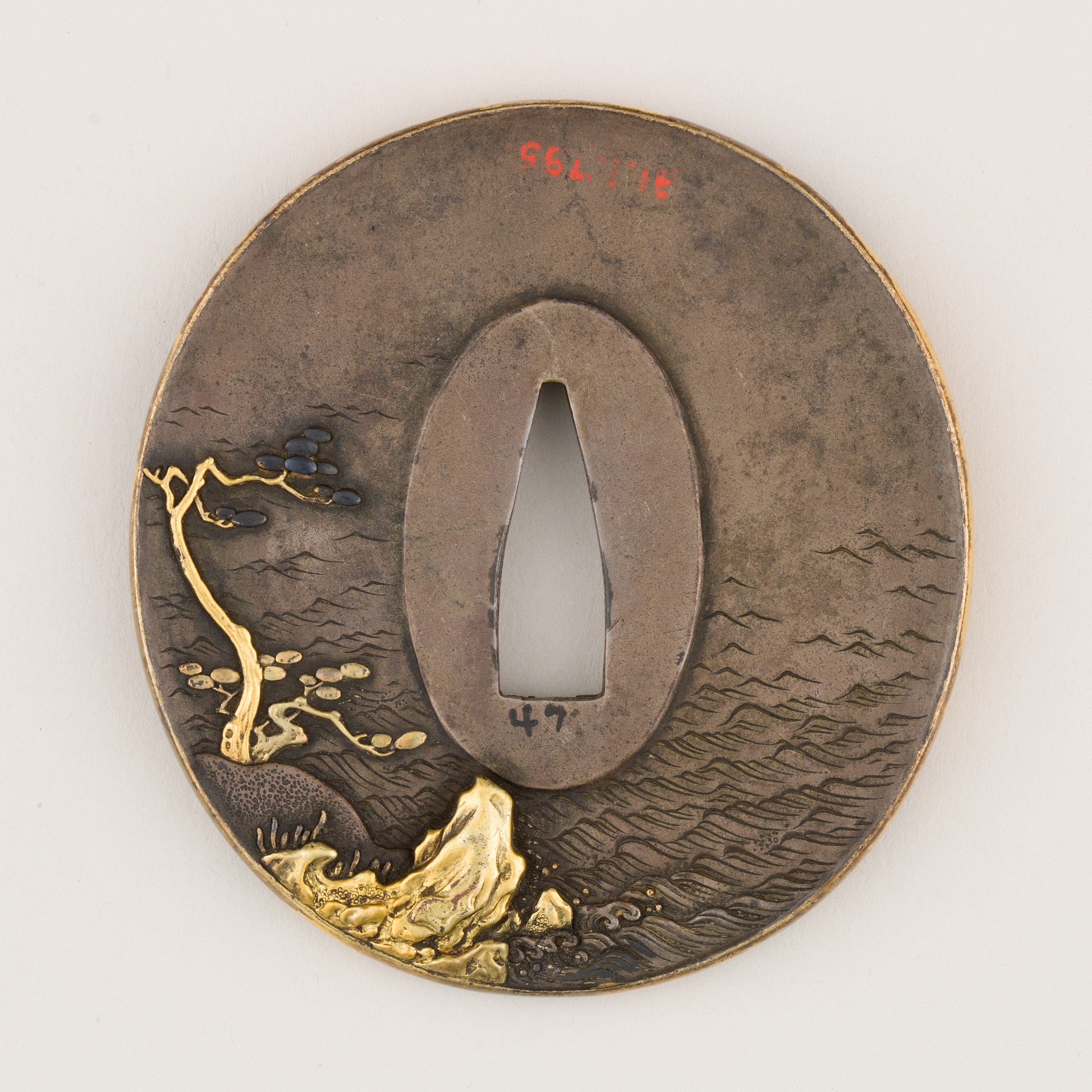 Sword guard (Tsuba) With the Motif of Lǐ Bái Viewing a Waterfall
