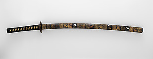 印籠刻昆虫図螺鈿据文象嵌鞘打刀拵 Blade and Mounting for a Sword