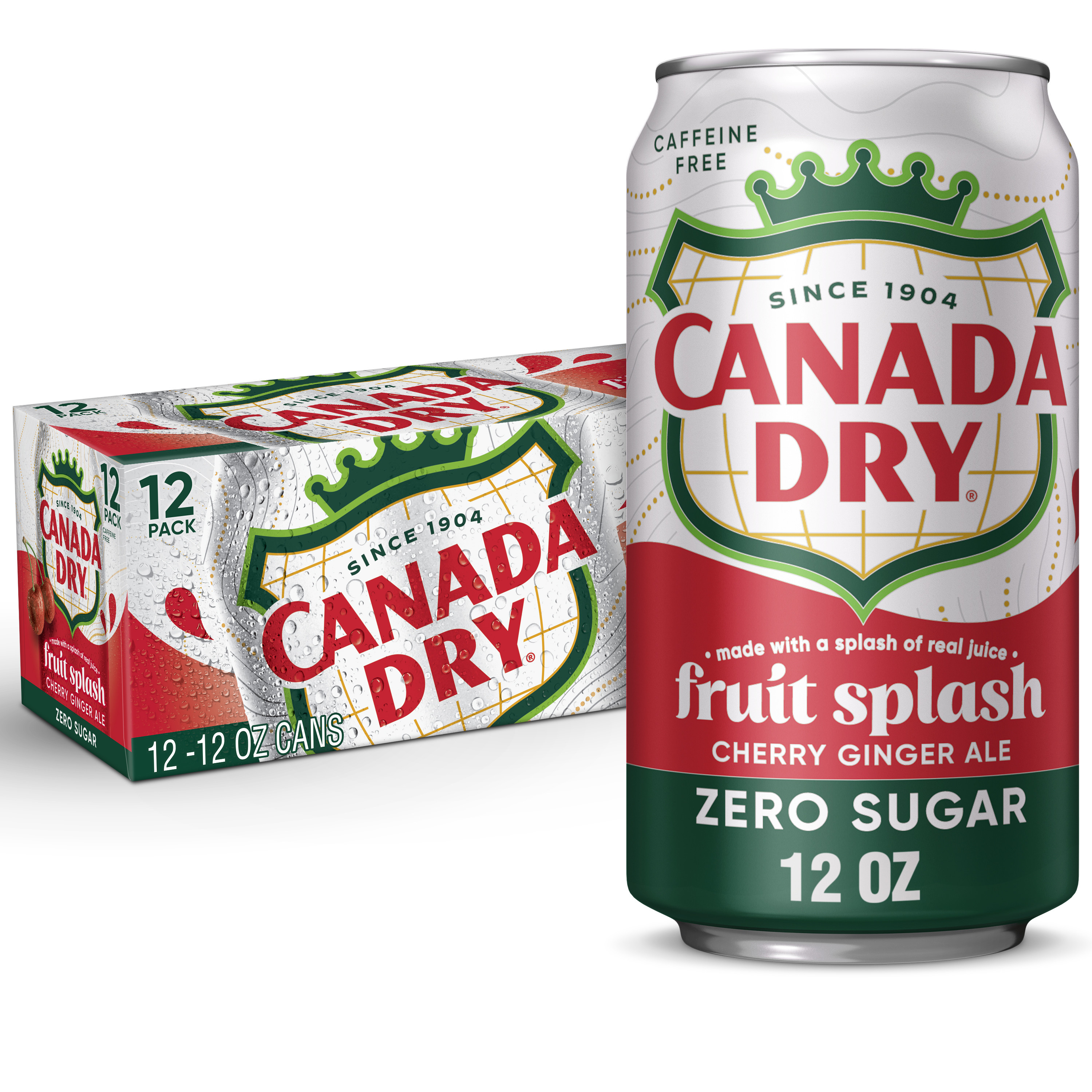 Canada Dry Fruit Splash Cherry Ginger Ale Zero Sugar Soda, 12 fl