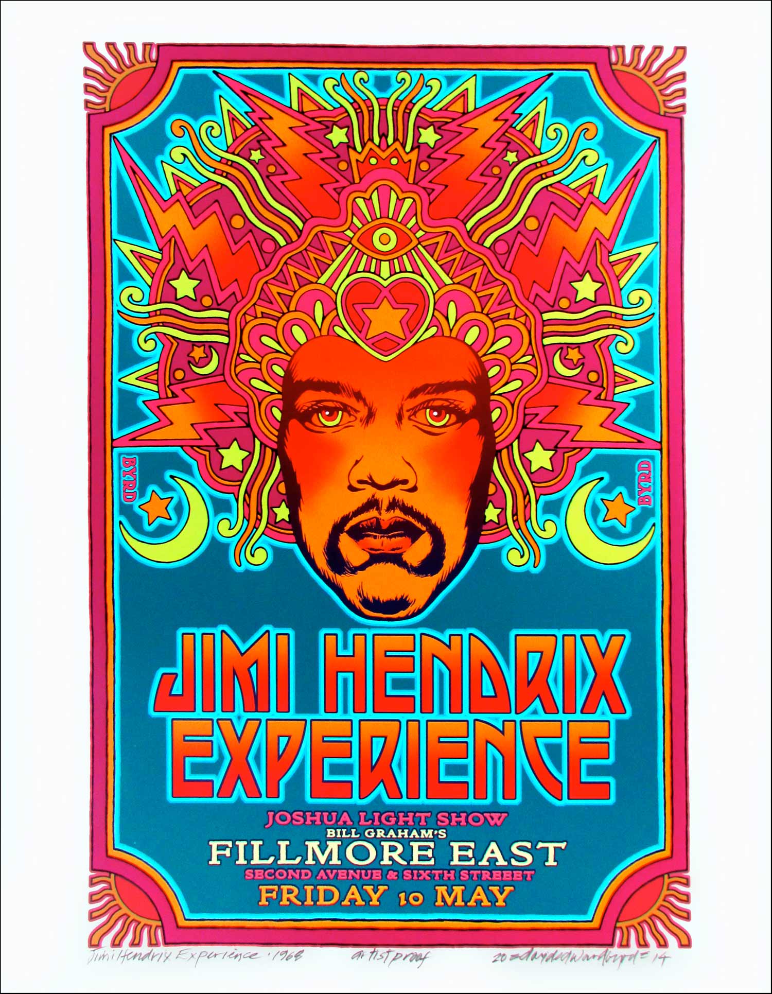Jimi Hendrix 1968 Fillmore East Poster Original Design New AE