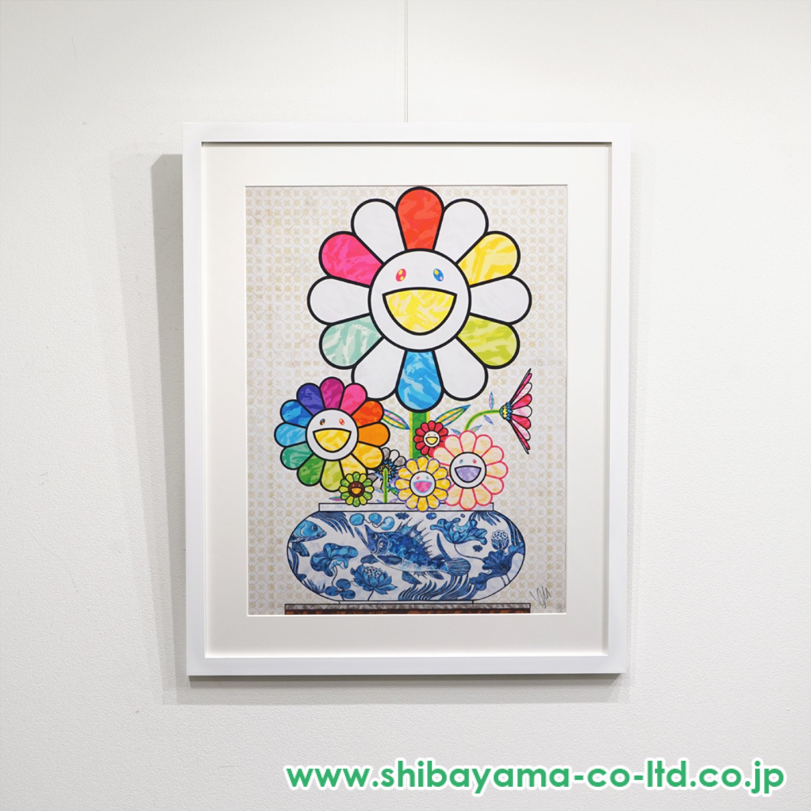 村上隆「青花の壷に村上フラワー」オフセットプリント :: 絵画買取