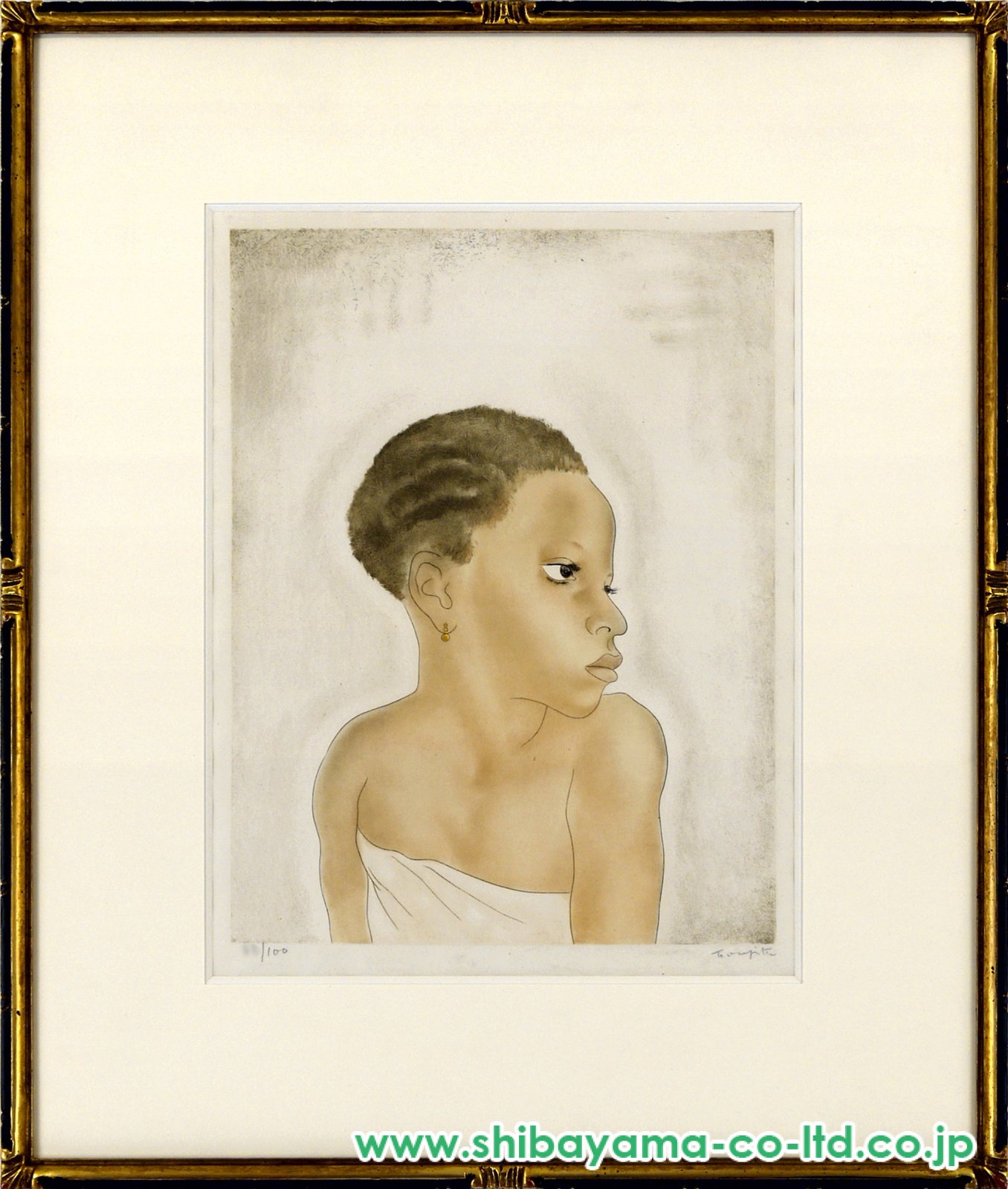 藤田嗣治「子供十態より『少女』」ドライポイント＋エッチング＋