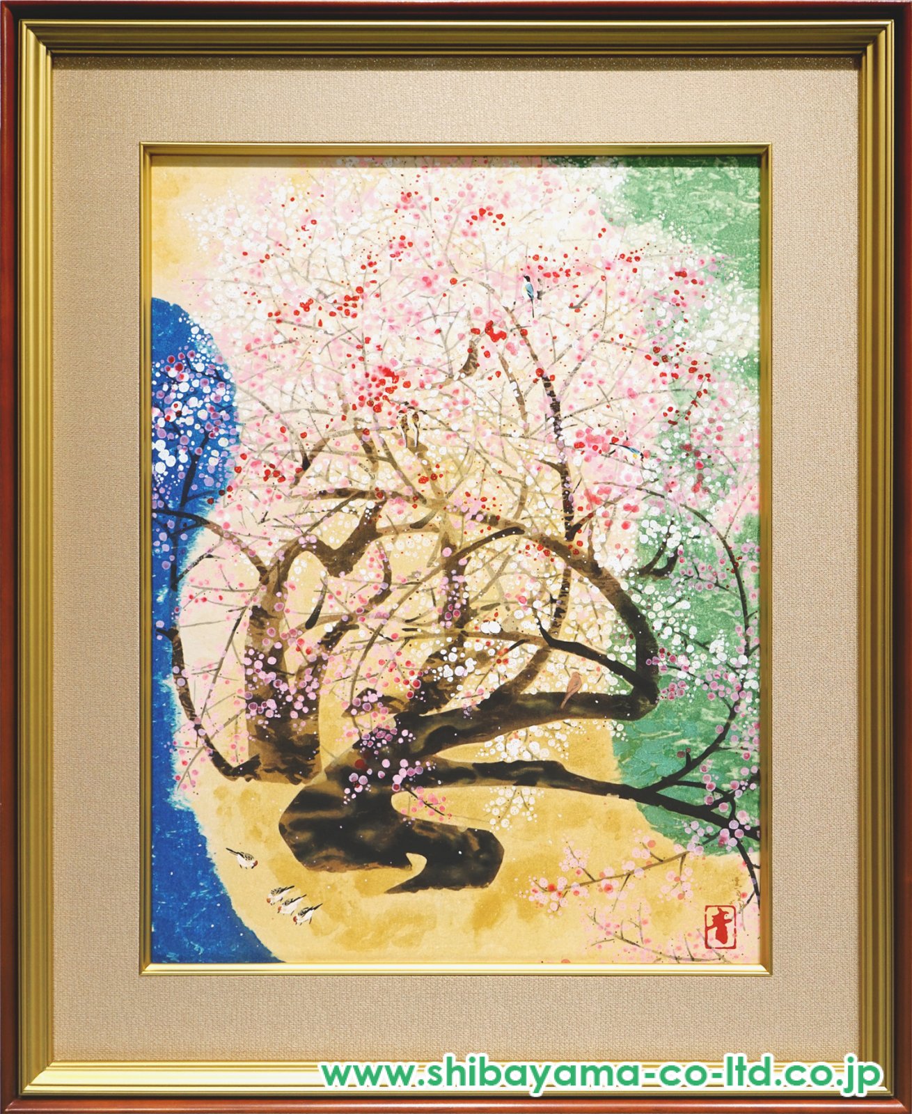 前田青邨「紅白梅」木版画 :: 絵画買取・販売 - シバヤマ