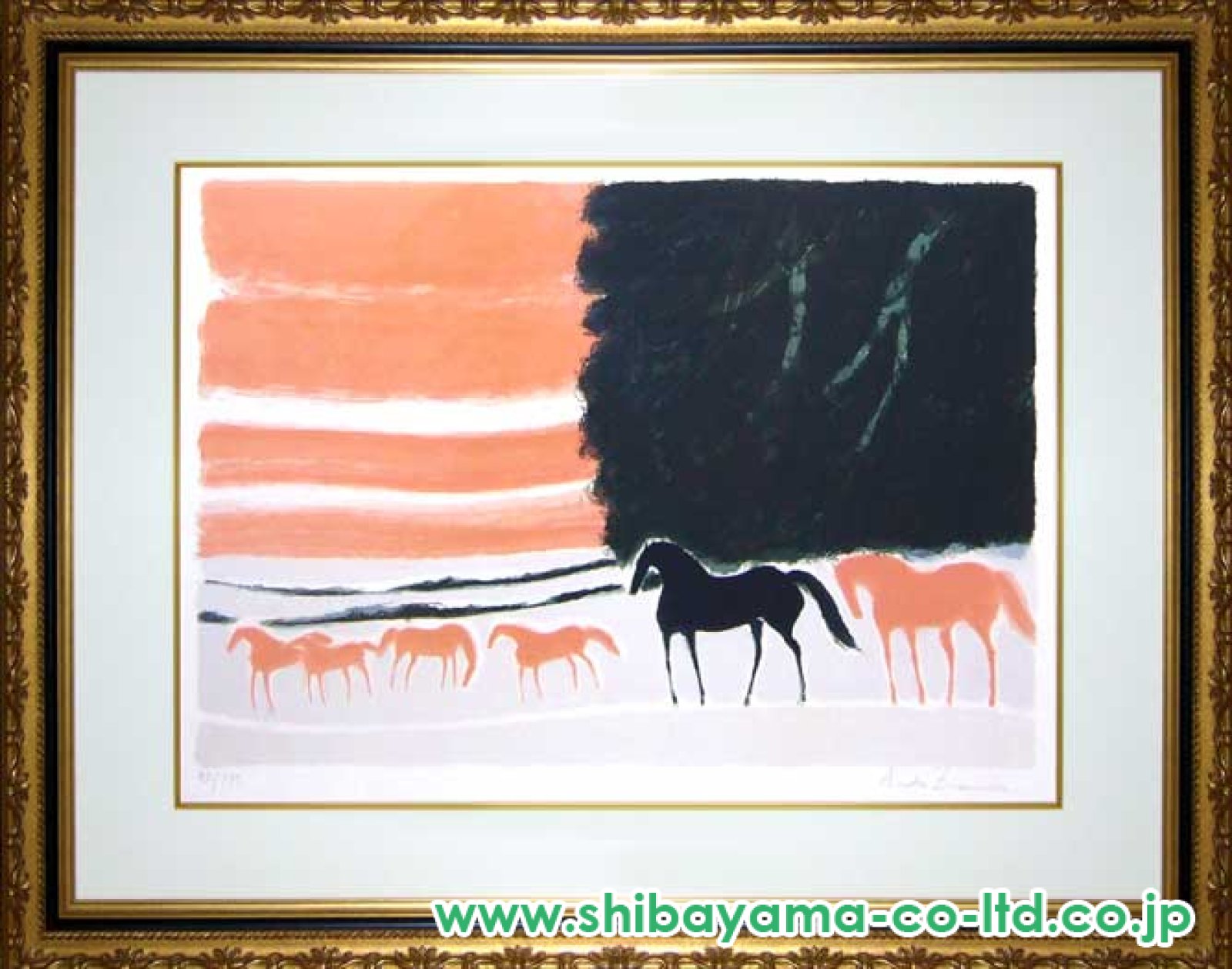 アンドレ・ブラジリエ「たそがれの騎馬」リトグラフ :: 絵画買取・販売