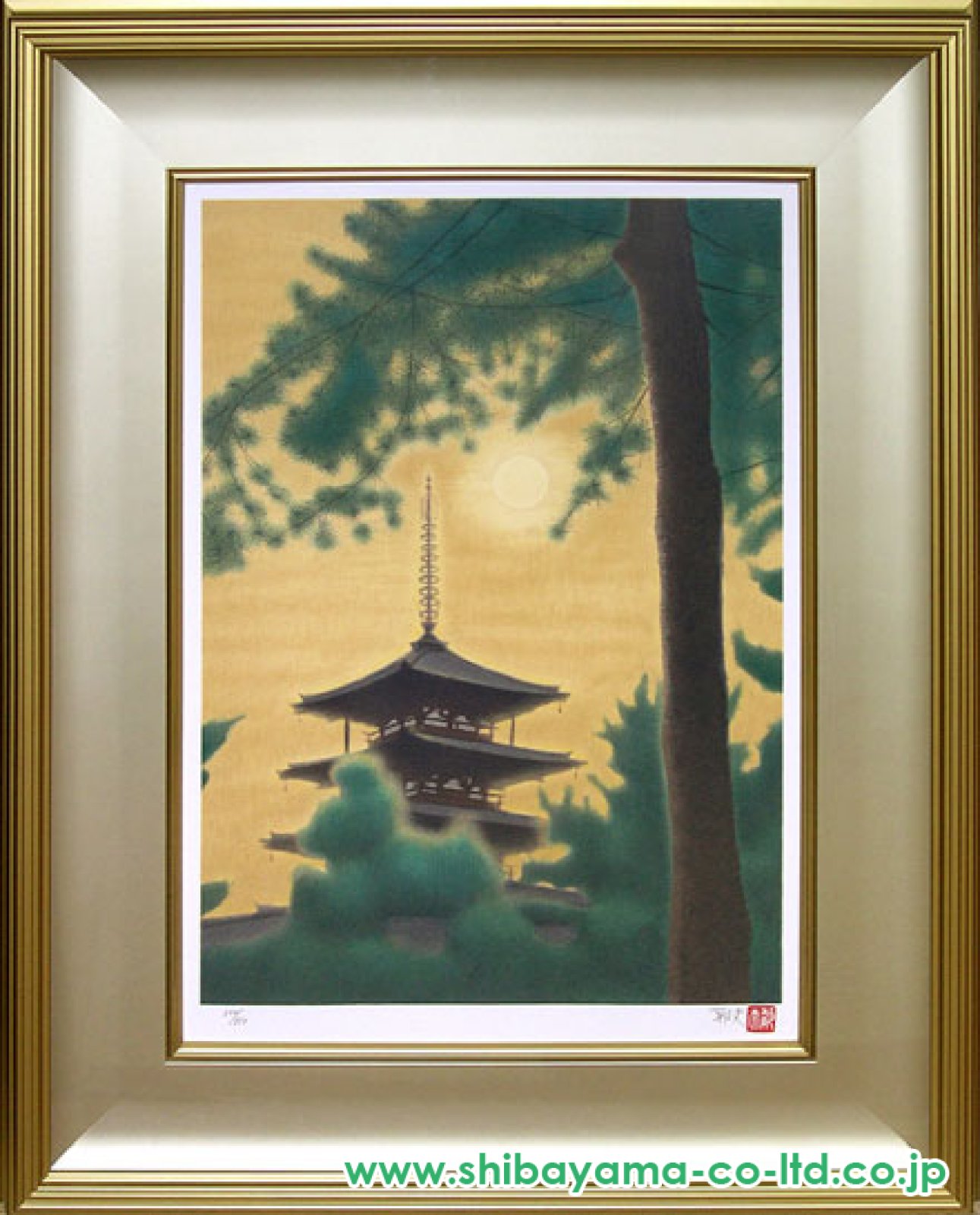 平山郁夫「朝陽法隆寺」リトグラフ :: 絵画買取・販売 - シバヤマ