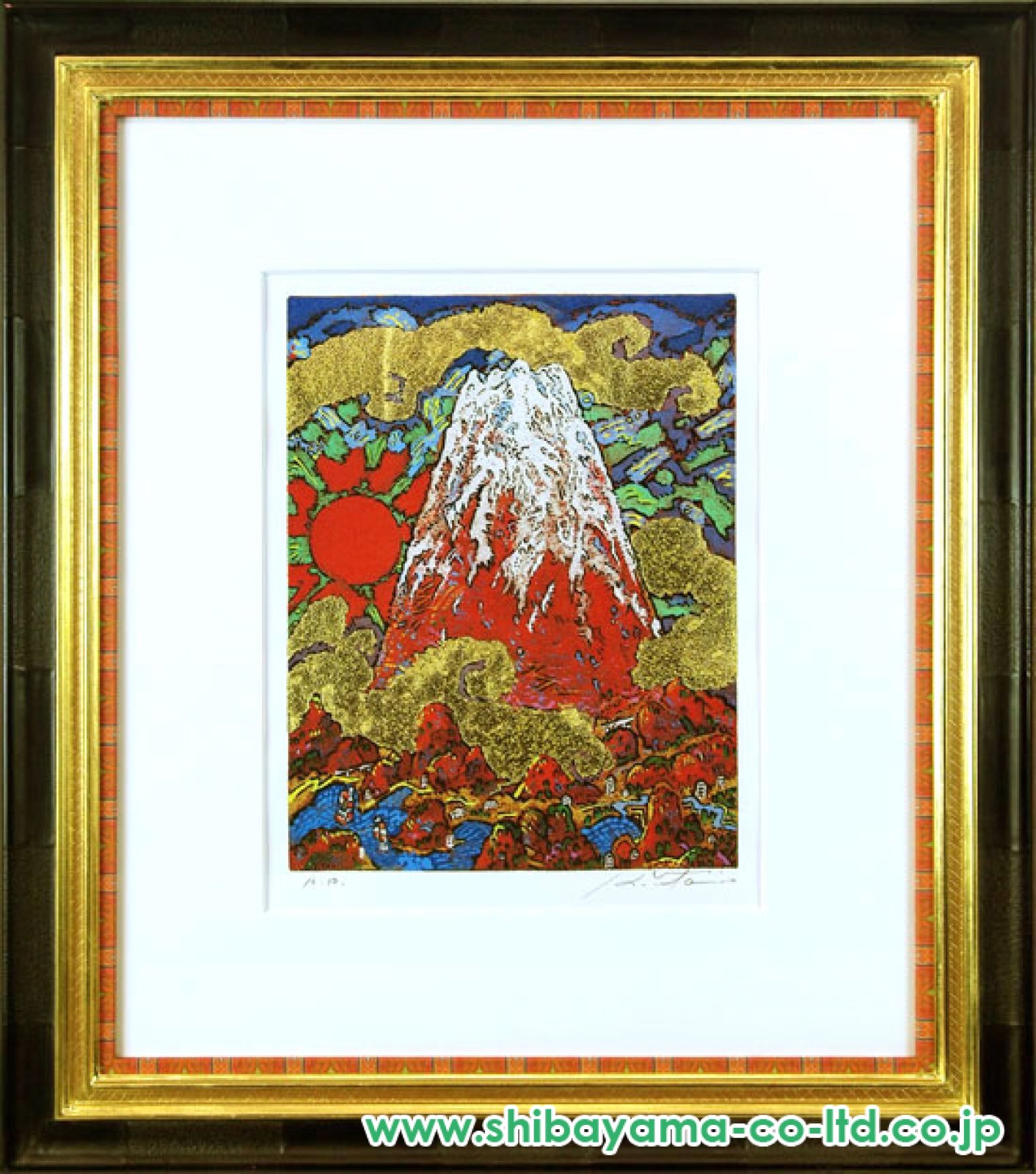 絹谷幸二「朝陽黄金雲上不二」リトグラフ :: 絵画買取・販売 - シバヤマ