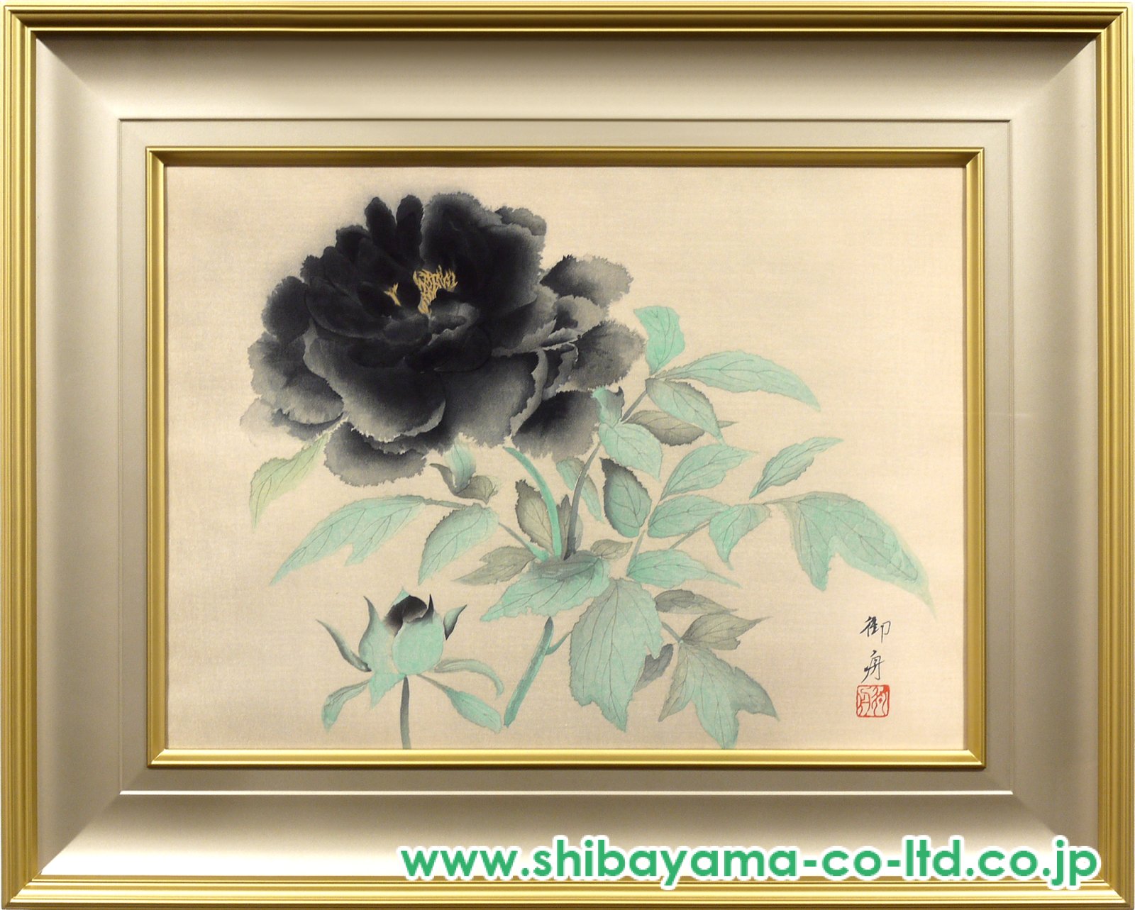 速水御舟「墨牡丹」木版画 :: 絵画買取・販売 - シバヤマ