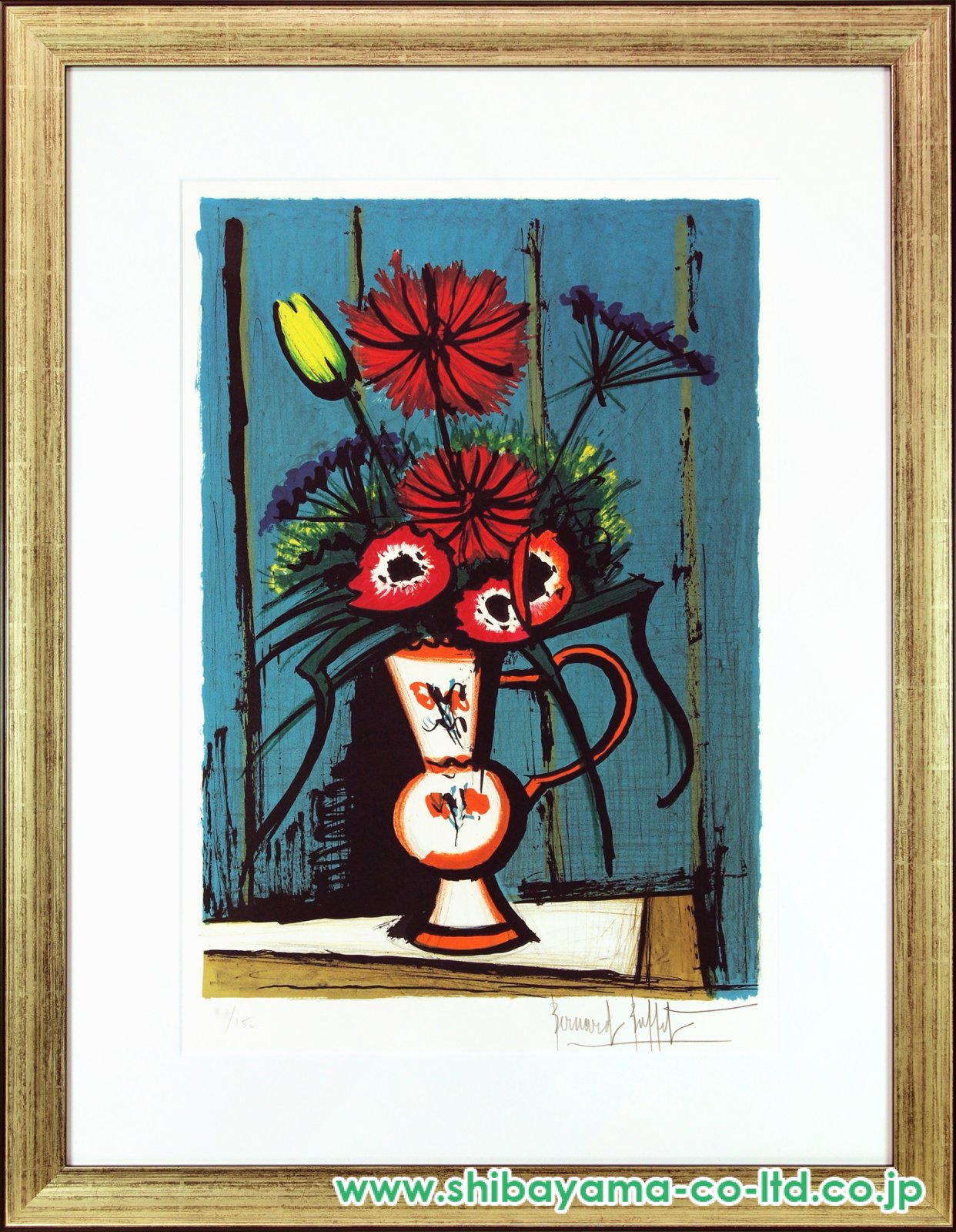 ベルナール・ビュッフェ「青い基調の花束」リトグラフ :: 絵画買取