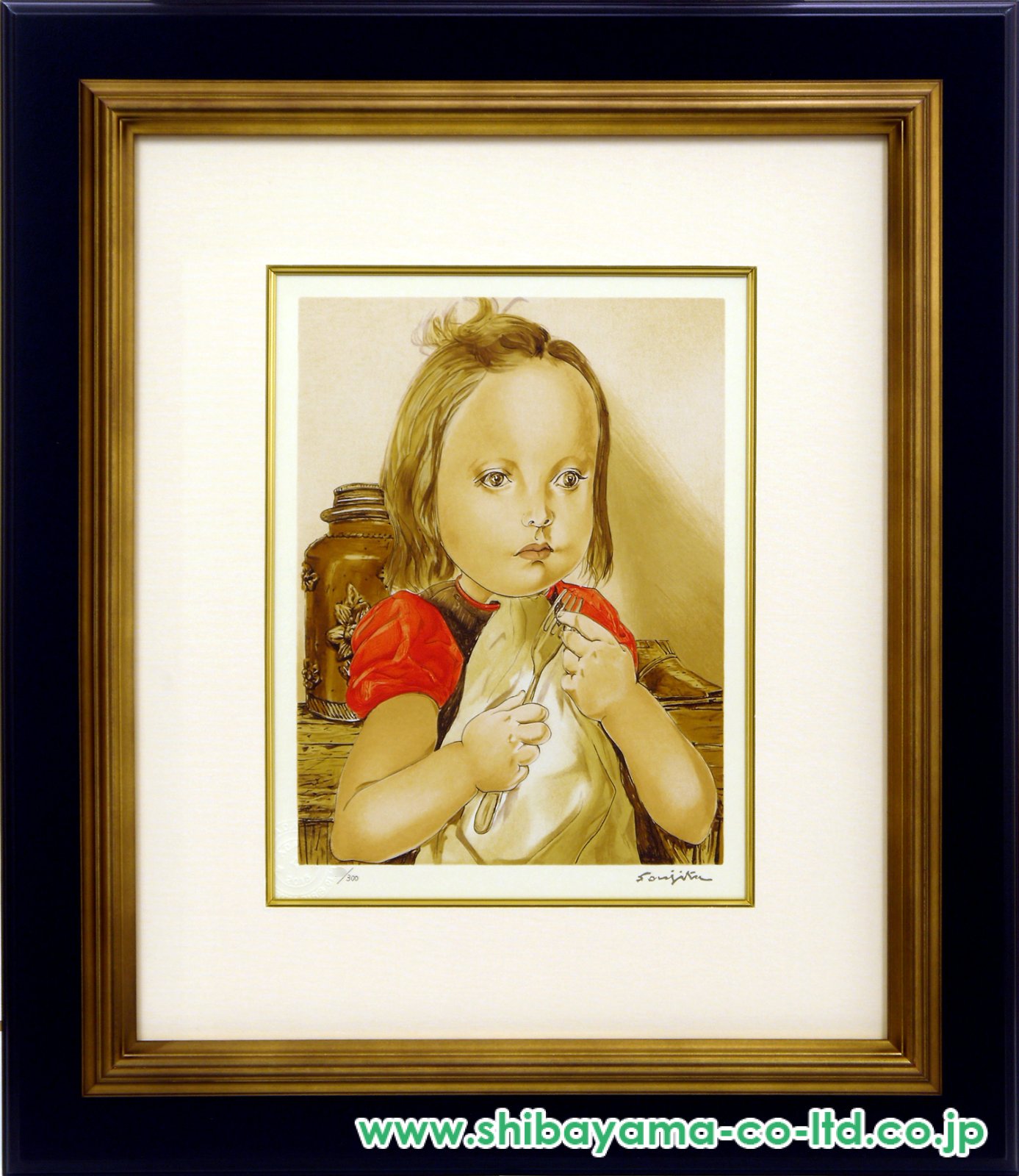 藤田嗣治「フォークを持つ少女」セリグラフ :: 絵画買取・販売 - シバヤマ