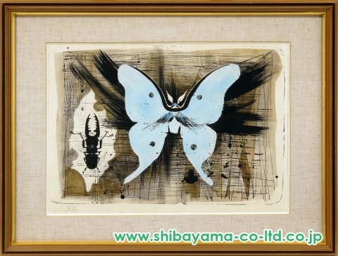 加山又造「蝶と鍬がた」リトグラフ＋手彩 :: 絵画買取・販売 - シバヤマ