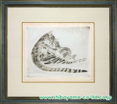藤田嗣治「猫十態より『眠る親子猫』」エッチング :: 絵画買取・販売