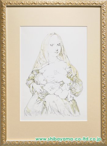 藤田嗣治「赤いヴェールの母子像」リトグラフ :: 絵画買取・販売