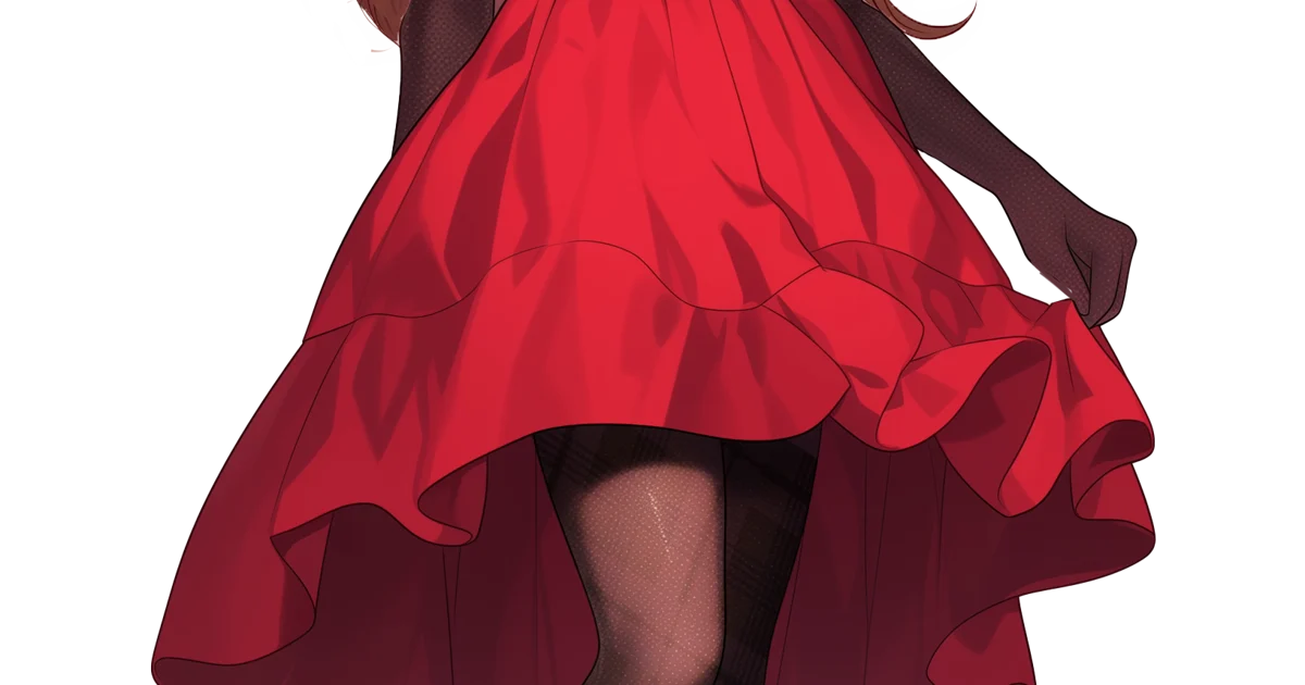 赤いドレスの女性立ち絵3