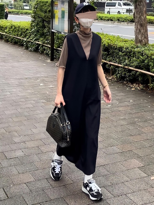 セール】大人のリラクシーStyle。Vネックマキシ丈ジャンパースカート