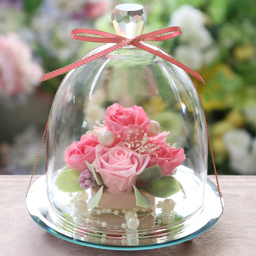 プリザーブドフラワー ガラスドーム エレガンス 誕生日 結婚祝い