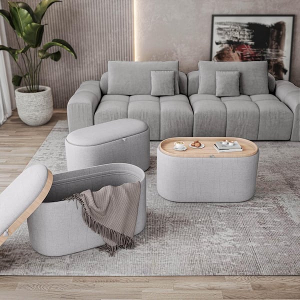 Techni Home Natural Polyester Reversible Tray Top with Storage