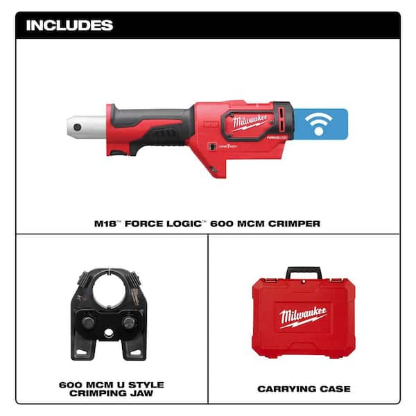 Milwaukee M18 18V Lithium-Ion Cordless FORCE LOGIC 600 MCM Crimper