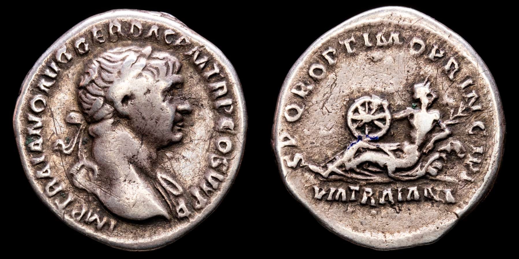 Trajan (98-117 AD), silver denarius, Rome 113 A.D. - VIA TRAIANA
