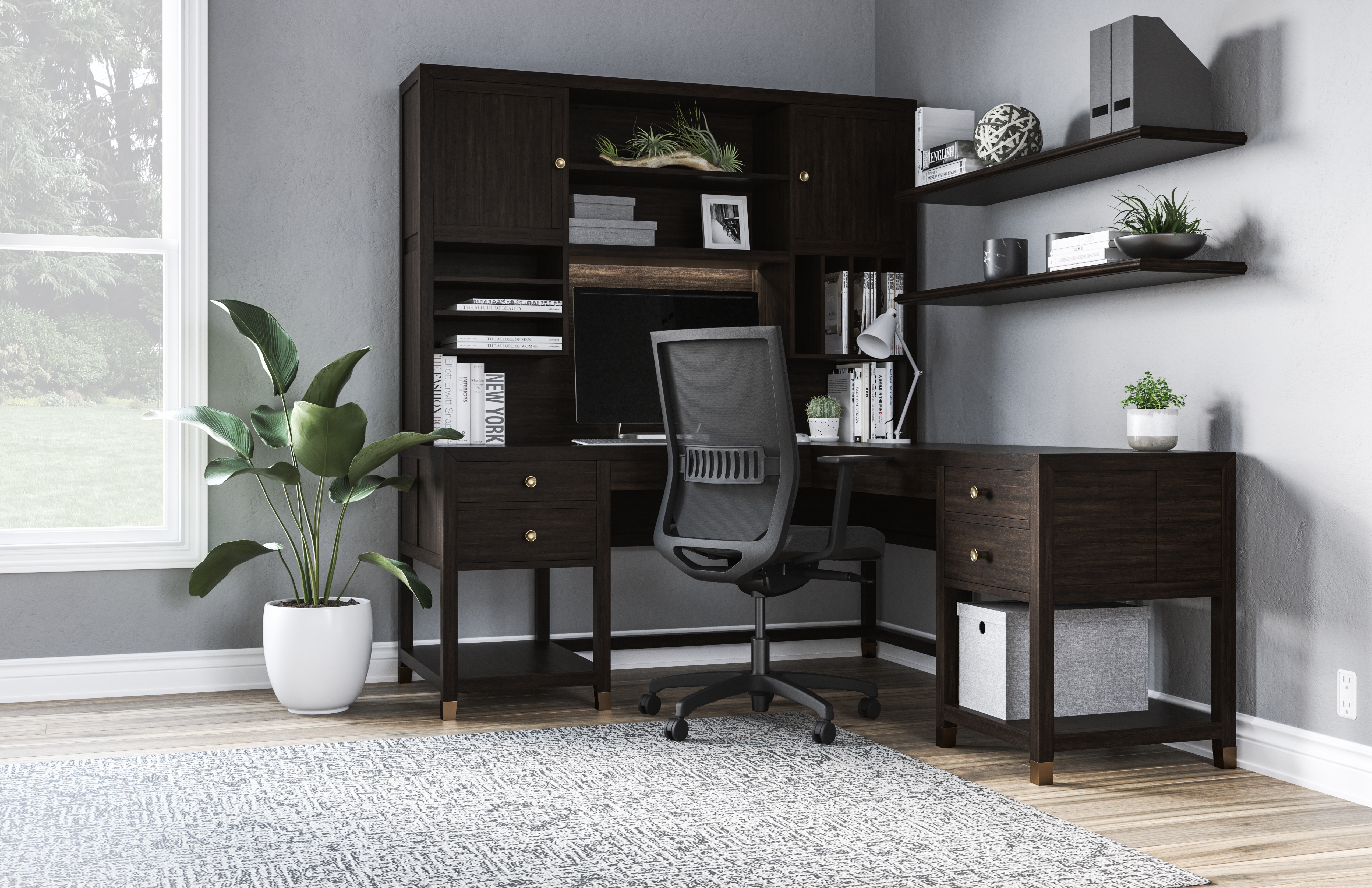 Flexsteel Home Office L-Shaped Desk W1080-741 - Indiana Furniture