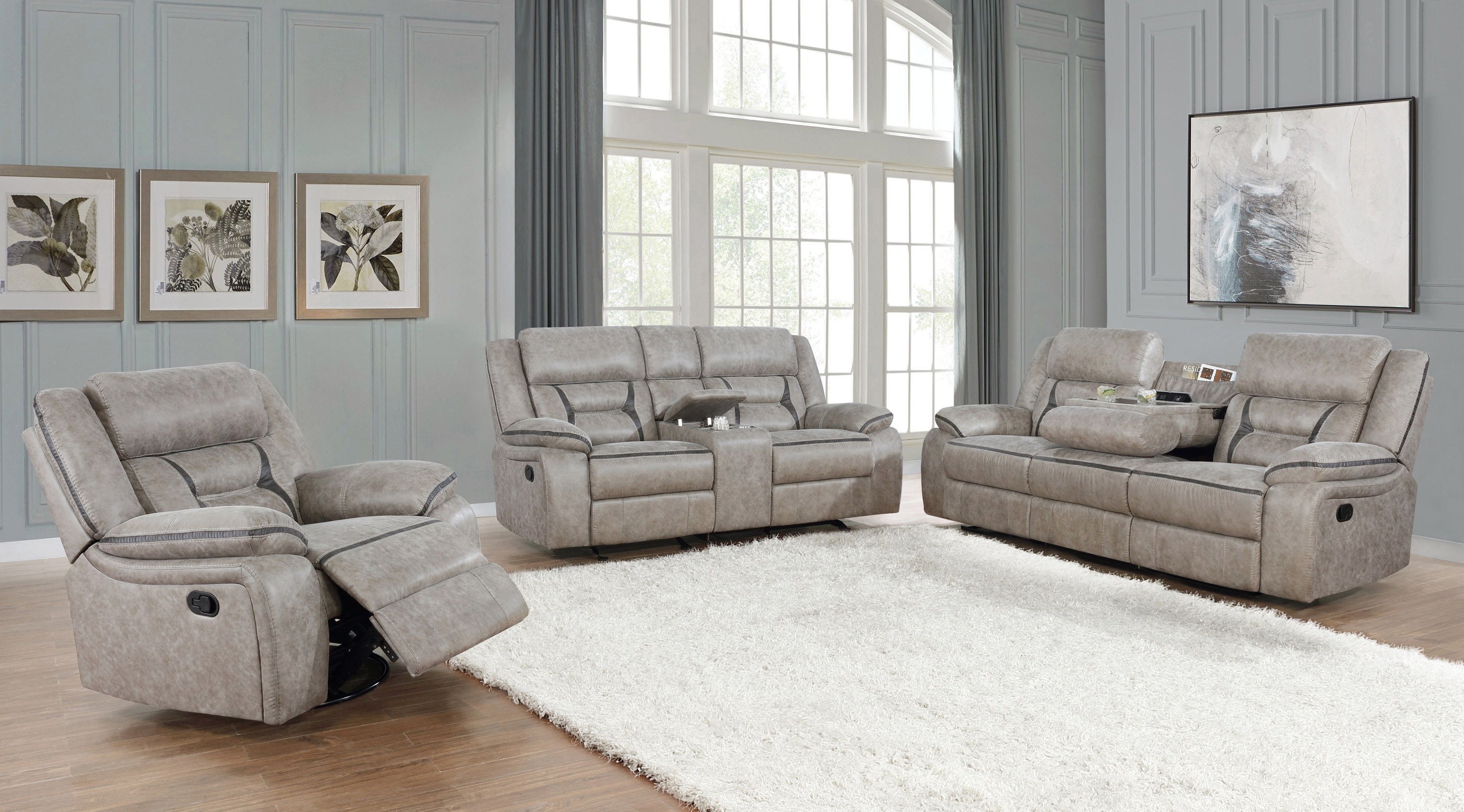 Coaster Living Room Greer 3-piece Upholstered Reclining Sofa Set