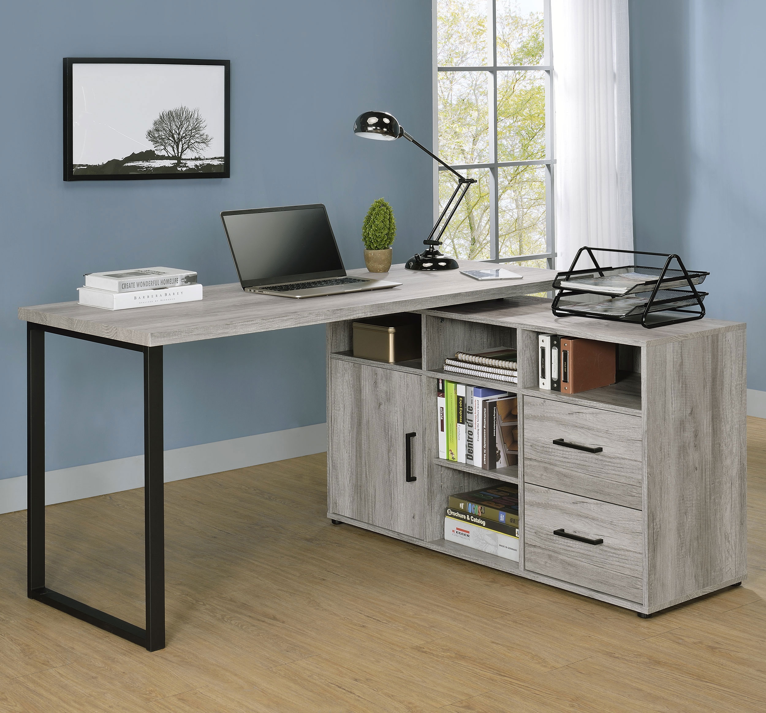 Coaster Home Office Hertford 59-inch L-shape Computer Desk Grey