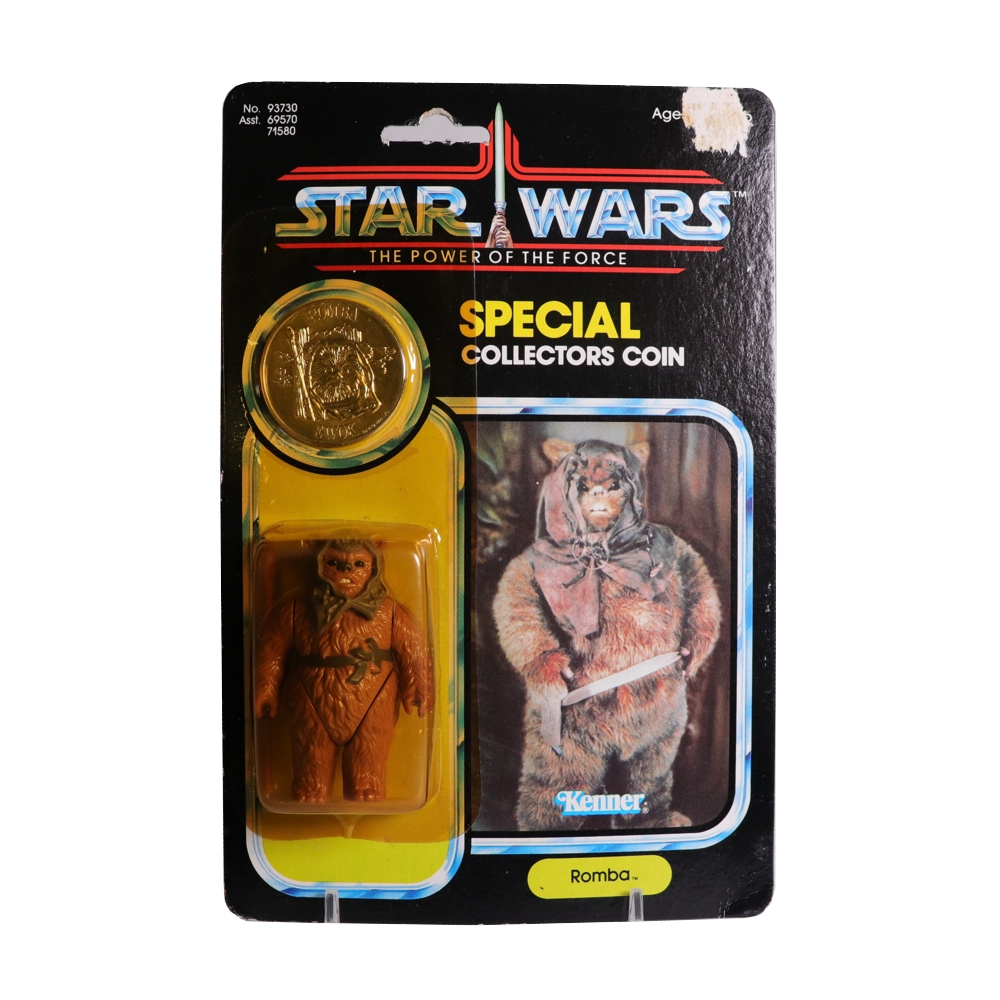 STAR WARS - ROMBA EWOK W/COIN 92 BACK STAR WARS POTF 1984 KENNER