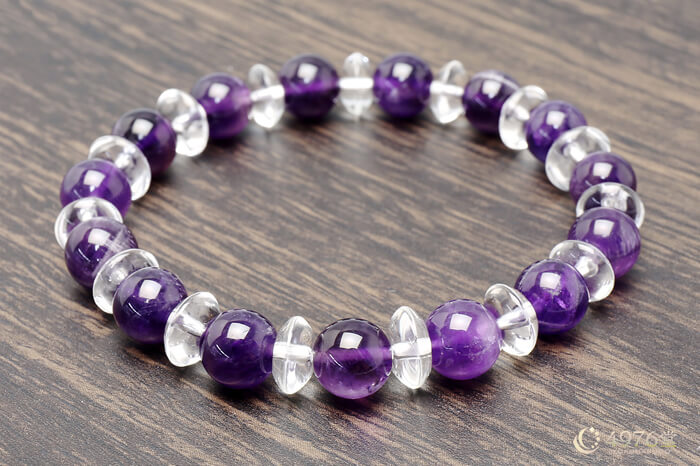 アメジスト ブレスレット 水晶ボタン交互 ｜ 天然石通販の4976堂