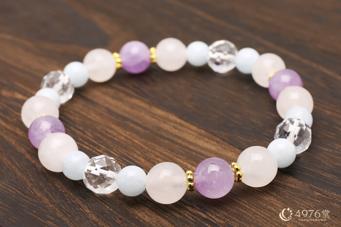 ラベンダーアメジスト・ローズクォーツ・アクアマリン ブレスレット
