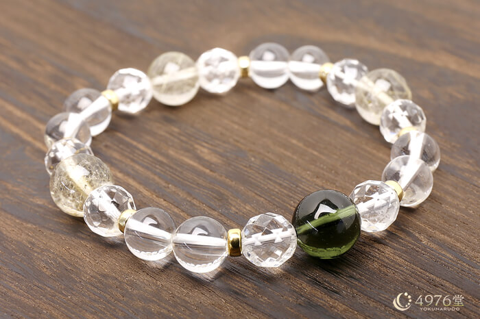 モルダバイト・ルチルクォーツ・水晶 ブレスレット ｜ 天然石通販の4976堂